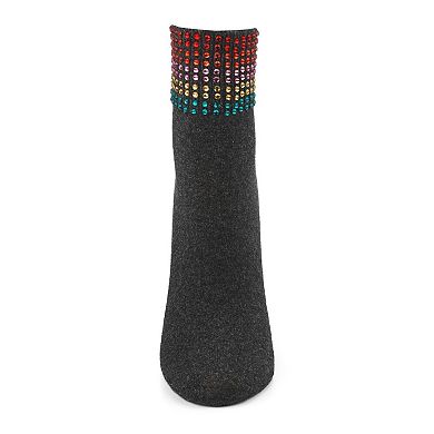 Women's Multicolor Rhinestone Cotton Blend Anklet Sock