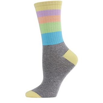 Women's Multicolor Pastel Stripe Crew Sock