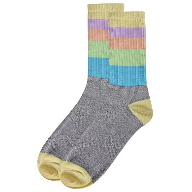 Women's Multicolor Pastel Stripe Crew Sock