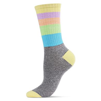 Women's Multicolor Pastel Stripe Crew Sock