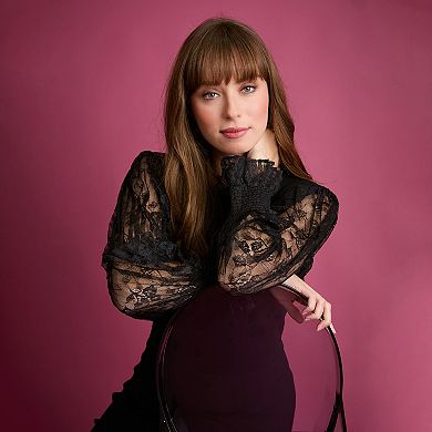 Women's London Times Lace Bishop Sleeve Sweater Dress