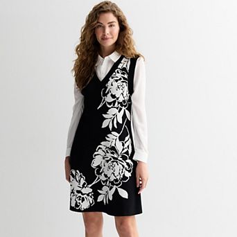 Women's London Times Collared Twofer Sweater Dress
