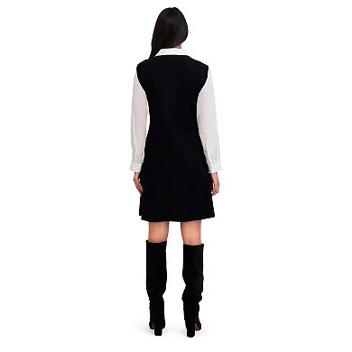 Women's London Times Collared Twofer Sweater Dress