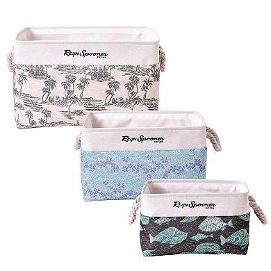 American Art Decor Kona Coast by Reyn Spooner 50th State Printed Fabric 3 pc. Basket Set
