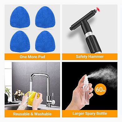 AstroAI Car Windshield Cleaner, Car Window Cleaner Cleaning Tool Kit with 4 Reusable Pads