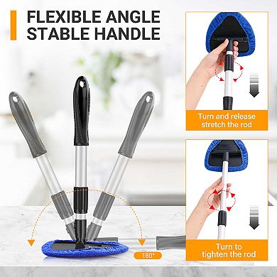 AstroAI Car Windshield Cleaner, Car Window Cleaner Cleaning Tool Kit with 4 Reusable Pads