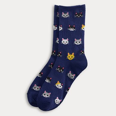 Women's Cat Heads Crew Socks