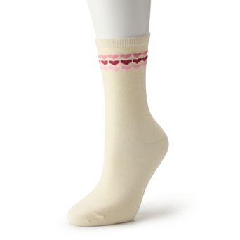 Women's Heart Pattern Crew Socks