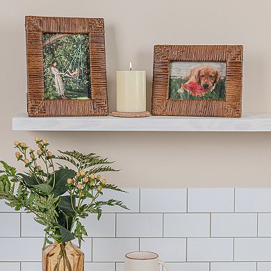 Storied Home Handwoven Rattan 5" x 7" Photo Frame Table Decor