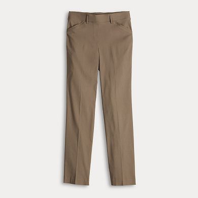 Petite Simply Vera Vera Wang Polished Twill Slant Pocket Slim Straight Pants