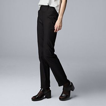 Petite Simply Vera Vera Wang Polished Twill Slant Pocket Slim Straight Pants