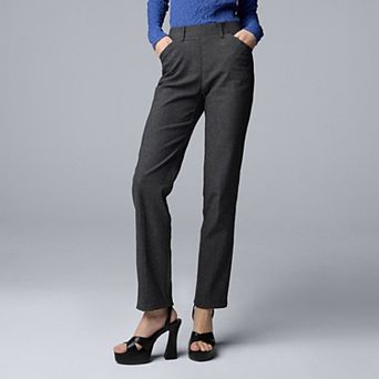 Petite Simply Vera Vera Wang Polished Twill Slant Pocket Slim Straight Pants