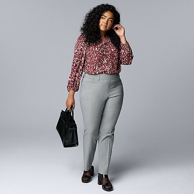 Plus Size Simply Vera Vera Wang Polished Twill Slant Pocket Slim Straight Pants