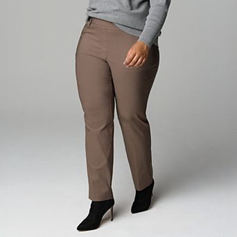 Plus Size Simply Vera Vera Wang Polished Twill Slant Pocket Slim Straight Pants