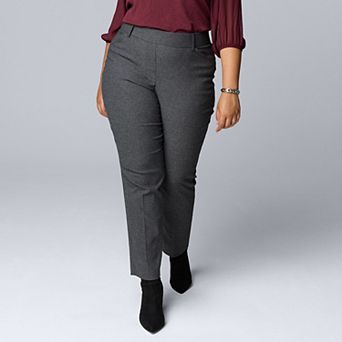 Plus Size Simply Vera Vera Wang Polished Twill Slant Pocket Slim Straight Pants