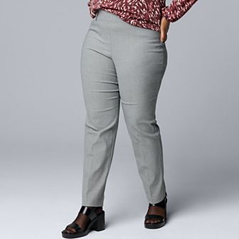 Plus Size Simply Vera Vera Wang Polished Twill Slant Pocket Slim Straight Pants