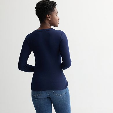 Women's Sonoma Goods For Life® Rib Long Sleeve Crew Tee