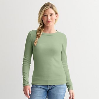 Women's Sonoma Goods For Life® Rib Long Sleeve Crew Tee