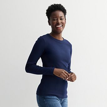 Women's Sonoma Goods For Life® Rib Long Sleeve Crew Tee