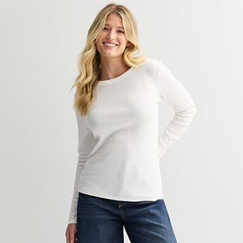 Women's Sonoma Goods For Life® Rib Long Sleeve Crew Tee