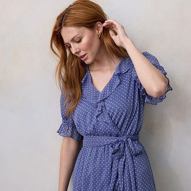 Women's LC Lauren Conrad Elbow Sleeve Ruffled Wrap Maxi Dress