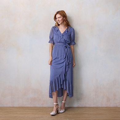 Women's LC Lauren Conrad Elbow Sleeve Ruffled Wrap Maxi Dress