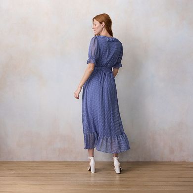 Women's LC Lauren Conrad Elbow Sleeve Ruffled Wrap Maxi Dress