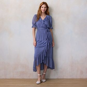 Women's LC Lauren Conrad Elbow Sleeve Ruffled Wrap Maxi Dress