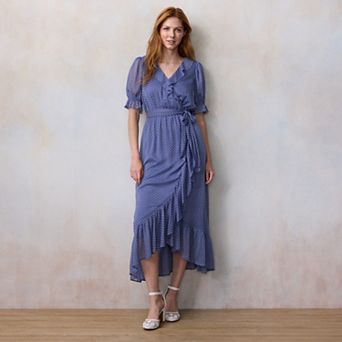 Women's LC Lauren Conrad Elbow Sleeve Ruffled Wrap Maxi Dress