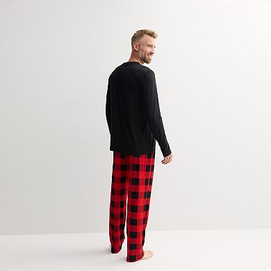 Men's Jammies For Your Families® Buffalo Check Graphic Pajama Top & Pajama Bottom Set