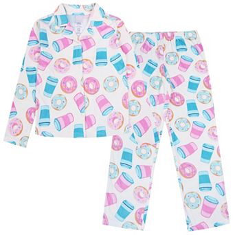 Girls 4-12 Jellifish 2 pc Button Up Pajama Top & Pajama Bottoms Set