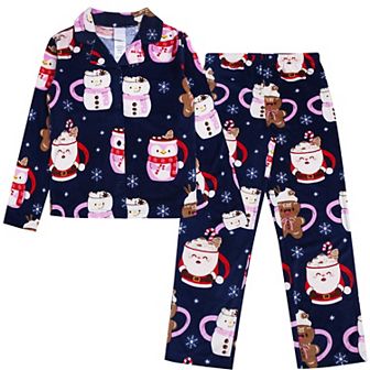 Girls 4-12 Jellifish 2 pc Button Up Pajama Top & Pajama Bottoms Set