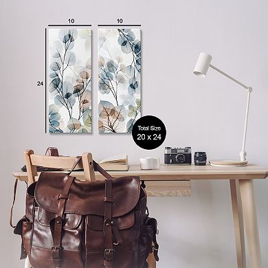 Stupell Home Decor Elegant Abstract Botanical Plant Leaves Canvas Wall Art 2-Piece Set