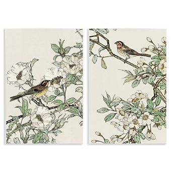 Stupell Home Decor Classic Sparrow on Blossoms Plaque Wall Art 2 pc Set