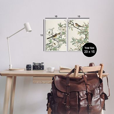 Stupell Home Decor Classic Sparrow on Blossoms Plaque Wall Art 2-Piece Set