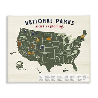 Stupell Home Decor National Parks Map Diagram Canvas Wall Art