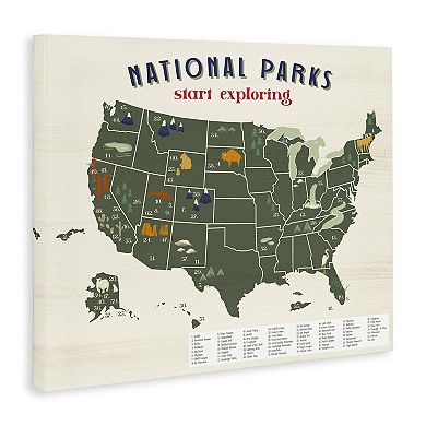 Stupell Home Decor National Parks Map Diagram Canvas Wall Art