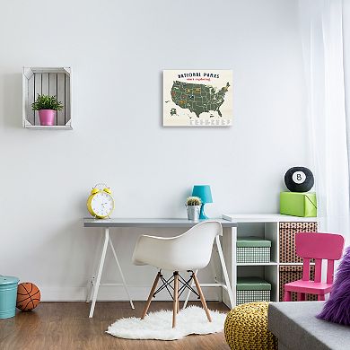 Stupell Home Decor National Parks Map Diagram Canvas Wall Art