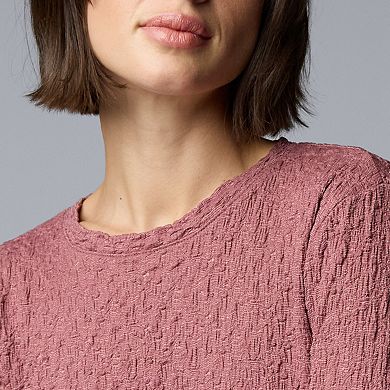 Women's Simply Vera Vera Wang Long Sleeve Pucker Tee