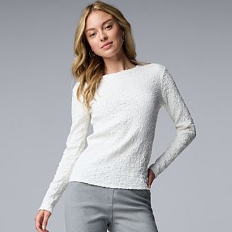 Women's Simply Vera Vera Wang Long Sleeve Pucker Tee