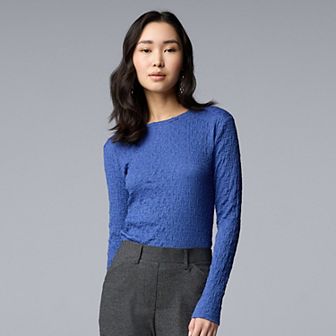 Women's Simply Vera Vera Wang Long Sleeve Pucker Tee