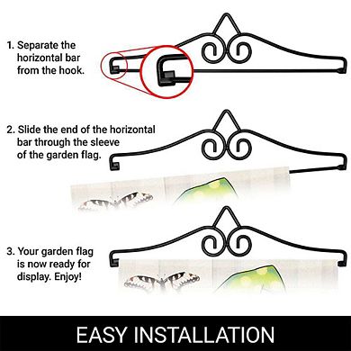 G128 Garden Flag Hanger 14IN & Garden Flag 12x18 IN Welcome Spring Gnome Flowers Double Sided