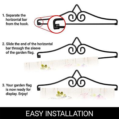 G128 Garden Flag Hanger 14IN & Garden Flag 12x18 IN Home Sweet Home Butterflies Double Sided