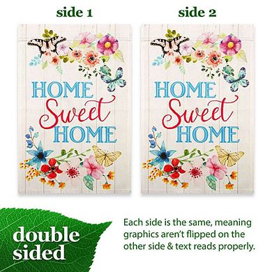 G128 12x18IN Home Sweet Home Butterflies Garden Flag Double Sided Spring Garden Decoration