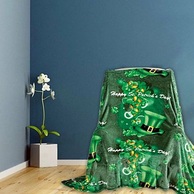St. Patrick's Day Throw Blanket 50 x 70 Inch Soft Polyester, Festive Holiday Decor for Couch, Bed