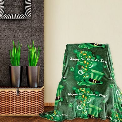 St. Patrick's Day Throw Blanket 50 x 70 Inch Soft Polyester, Festive Holiday Decor for Couch, Bed