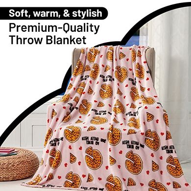 You Gotta Pizza My Heart Throw Blanket 50 x 70 Inch Soft Polyester, Cozy & Festive Decor for Couc