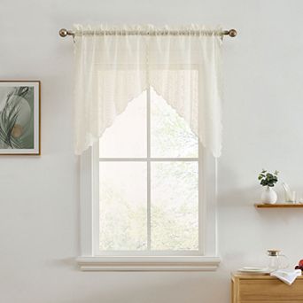 HLC.ME Sophia Floral Rod Pocket Lace Short Cafe Swags Small Windows - 28 x 36 in each, Set of 2