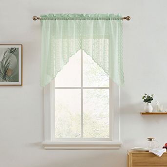 HLC.ME Sophia Floral Rod Pocket Lace Short Cafe Swags Small Windows - 28 x 36 in each, Set of 2