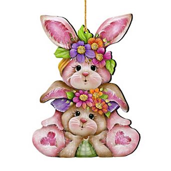Rustic Bunny Ornaments Handcrafted Easter Spring Decor - Gift Idea by J. Mills-Price